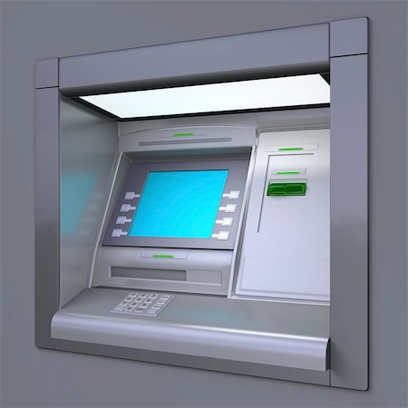 simsearch:400-07142149,k - 3D illustration of outdoor ATM machine. Image include several clipping paths for easily extraction background, screen etc. Stock Photo - Budget Royalty-Free & Subscription, Code: 400-03978248