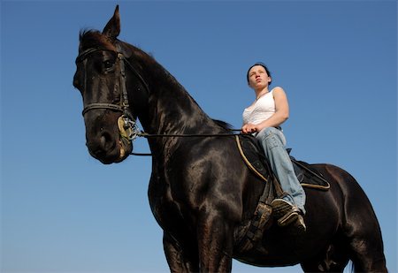 simsearch:400-04256024,k - young teenager and her black horse in training of jumping competition Stock Photo - Budget Royalty-Free & Subscription, Code: 400-03978276