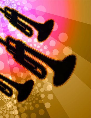 simsearch:400-06139345,k - Trumpet illustration- Night club background Stock Photo - Budget Royalty-Free & Subscription, Code: 400-03978387