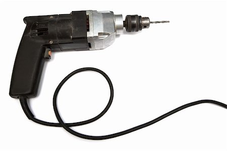 simsearch:400-08290594,k - Powerful electric drill on a white background Photographie de stock - Aubaine LD & Abonnement, Code: 400-03979159