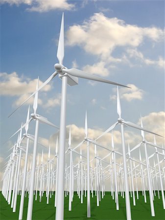 simsearch:400-04024418,k - 3d rendered illustration from a field of many wind mills Fotografie stock - Microstock e Abbonamento, Codice: 400-03979588