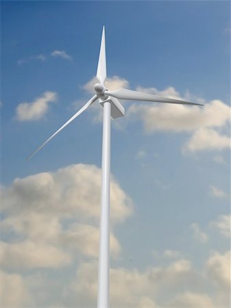 simsearch:400-07111713,k - 3d rendered illustration of one white wind mill Stockbilder - Microstock & Abonnement, Bildnummer: 400-03979589