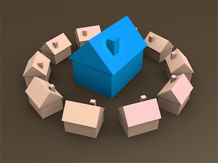 dollar sign and building illustration - 3d rendered illustration from a ring of little houses Stock Photo - Budget Royalty-Free & Subscription, Code: 400-03979582