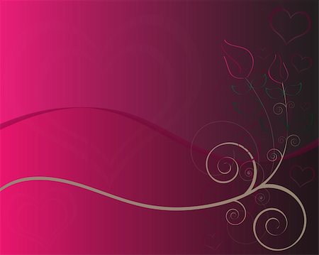 flower border design of rose - Pink and black gradient background with graphic roses, swirls, curls, and a blank area for text. Foto de stock - Super Valor sin royalties y Suscripción, Código: 400-03979616