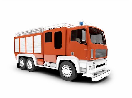 simsearch:400-05265745,k - firetruck on white background Foto de stock - Royalty-Free Super Valor e Assinatura, Número: 400-03979732