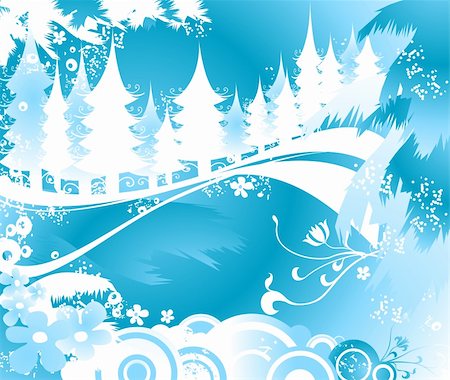 simsearch:400-03967911,k - winter landscape with fir tree forest; Christmas illustration Stock Photo - Budget Royalty-Free & Subscription, Code: 400-03970065