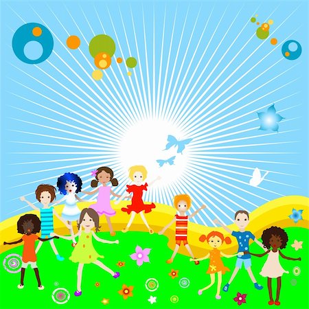 simsearch:400-04953342,k - Group of kids playing, abstract background, creative design Stock Photo - Budget Royalty-Free & Subscription, Code: 400-03970078