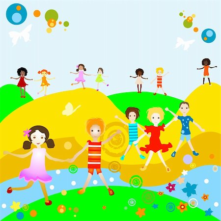 simsearch:400-04953342,k - Group of kids playing, abstract background, creative design Stock Photo - Budget Royalty-Free & Subscription, Code: 400-03970079