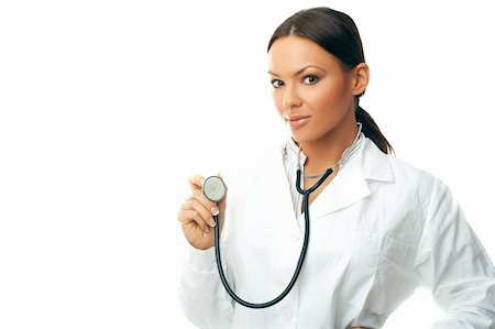 simsearch:400-04024679,k - 20-25 years old beautiful female doctor isolates on white Stockbilder - Microstock & Abonnement, Bildnummer: 400-03970605