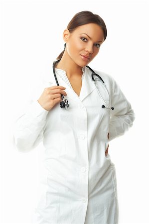 simsearch:400-04140639,k - 20-25 years old beautiful female doctor isolates on white Stock Photo - Budget Royalty-Free & Subscription, Code: 400-03970606