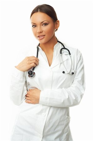 simsearch:400-04526743,k - 20-25 years old beautiful female doctor isolates on white Stock Photo - Budget Royalty-Free & Subscription, Code: 400-03970608