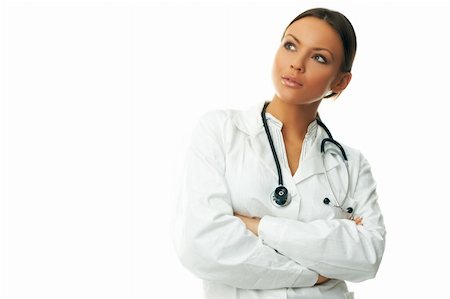 simsearch:400-04024679,k - 20-25 years old beautiful female doctor isolates on white Stockbilder - Microstock & Abonnement, Bildnummer: 400-03970609