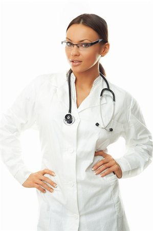simsearch:400-04526743,k - 20-25 years old beautiful female doctor isolates on white Stock Photo - Budget Royalty-Free & Subscription, Code: 400-03970614