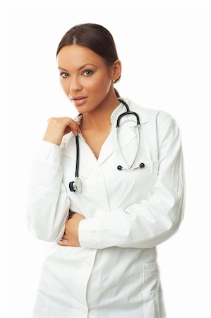 simsearch:400-04140639,k - 20-25 years old beautiful female doctor isolates on white Stock Photo - Budget Royalty-Free & Subscription, Code: 400-03970610