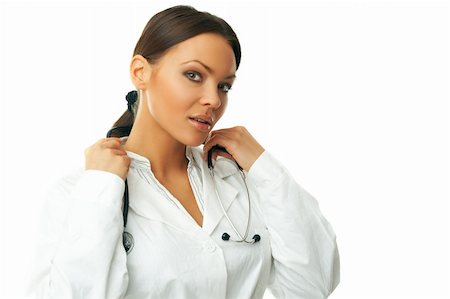 simsearch:400-04024679,k - 20-25 years old beautiful female doctor isolates on white Stockbilder - Microstock & Abonnement, Bildnummer: 400-03970613