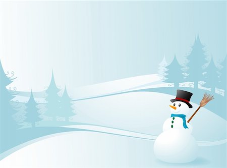 simsearch:400-03967911,k - winter design with snowman in fir tree landscape Stock Photo - Budget Royalty-Free & Subscription, Code: 400-03971228