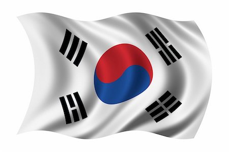 simsearch:622-02621533,k - Flag of South Korea waving in the wind Stock Photo - Budget Royalty-Free & Subscription, Code: 400-03971302