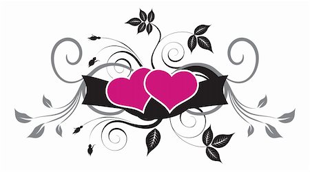 two hearts with a floral background. Vector illustration available Photographie de stock - Aubaine LD & Abonnement, Code: 400-03971327