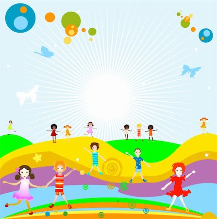 simsearch:400-04953342,k - Group of kids playing, abstract background, creative design Stock Photo - Budget Royalty-Free & Subscription, Code: 400-03971579