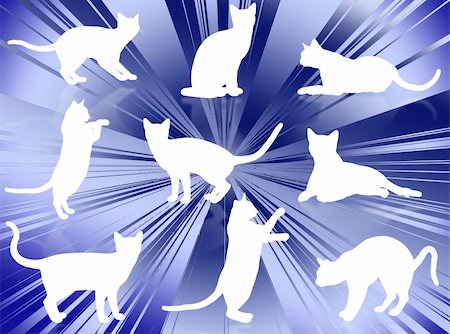 simsearch:400-03971981,k - White cats silhouettes in different poses and attitudes Stock Photo - Budget Royalty-Free & Subscription, Code: 400-03971977