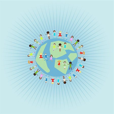 simsearch:400-04953342,k - Group of kids on a planet earth background Stock Photo - Budget Royalty-Free & Subscription, Code: 400-03972009