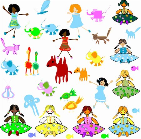 creative design for kids with children, toys, animals; Fotografie stock - Microstock e Abbonamento, Codice: 400-03972002