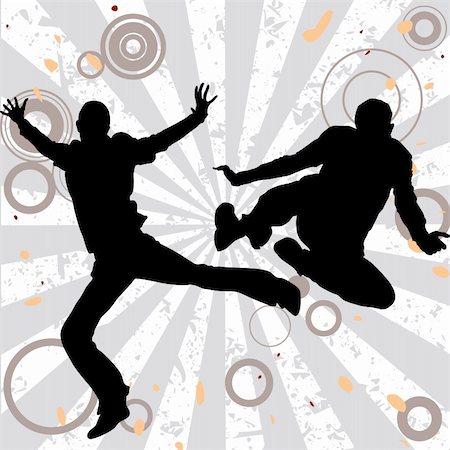 simsearch:400-03970008,k - jumping men on grunge abstract background with circles Photographie de stock - Aubaine LD & Abonnement, Code: 400-03972019
