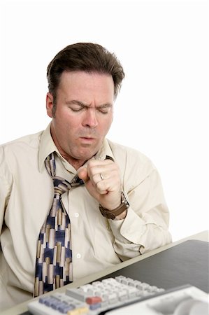 simsearch:400-05021851,k - An accountant at work coughing with the flu.  Isolated on white. Foto de stock - Super Valor sin royalties y Suscripción, Código: 400-03972283