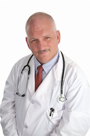 simsearch:400-04552598,k - A handsome doctor, mature and wise, isolated against a white background. Foto de stock - Super Valor sin royalties y Suscripción, Código: 400-03972395