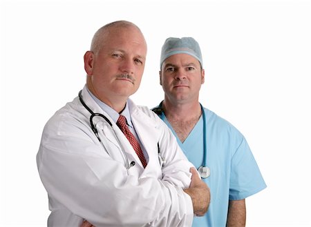 A trustworthy team of confident doctors isolated on white. Stock Photo - Budget Royalty-Free & Subscription, Code: 400-03972402