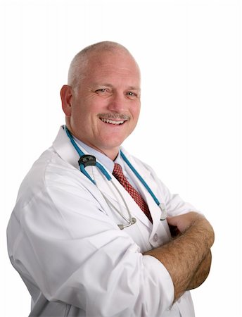 simsearch:400-04217553,k - A friendly, compassionate doctor smiling against a white background. Foto de stock - Royalty-Free Super Valor e Assinatura, Número: 400-03972413