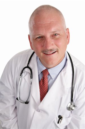 A stock photograph of a friendly, mature doctor isolated on a white background. Stock Photo - Budget Royalty-Free & Subscription, Code: 400-03972467