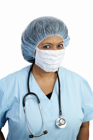 A portrait of a doctor in surgical scrubs.  White background. Stock Photo - Budget Royalty-Free & Subscription, Code: 400-03972895