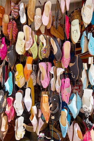 street market stall marakech - Colorful arabic shoes alignment in a shop Stock Photo - Budget Royalty-Free & Subscription, Code: 400-03973014
