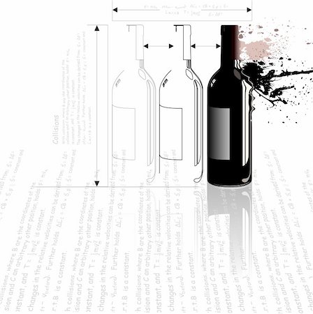 smashed alcohol bottles - A bottle in outline and fully rendered in a splashy technical style. Stock Photo - Budget Royalty-Free & Subscription, Code: 400-03973153