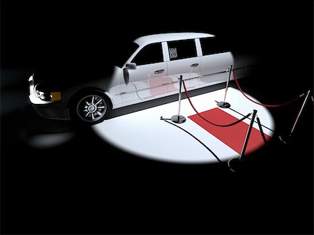 3d rendered illustration of a red carpet and a white  limousine Stock Photo - Budget Royalty-Free & Subscription, Code: 400-03973318