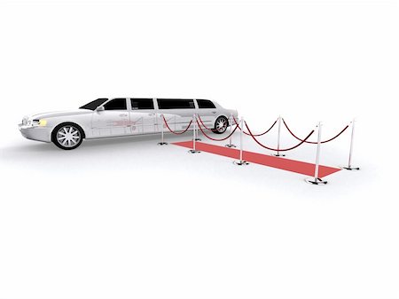 3d rendered illustration of a red carpet and a white limousine Stock Photo - Budget Royalty-Free & Subscription, Code: 400-03973311