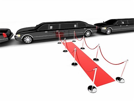 3d rendered illustration of a red carpet and black  limousines Stock Photo - Budget Royalty-Free & Subscription, Code: 400-03973312