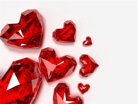 ruby stone - 3d rendered illustration of some red brilliant hearts Stock Photo - Budget Royalty-Free & Subscription, Code: 400-03973379
