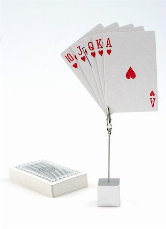 simsearch:400-04401278,k - Playing cards-Royal flush of hearts Photographie de stock - Aubaine LD & Abonnement, Code: 400-03973398