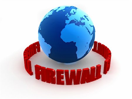3d rendered illustration of a globe and the red word firewall Stock Photo - Budget Royalty-Free & Subscription, Code: 400-03973666