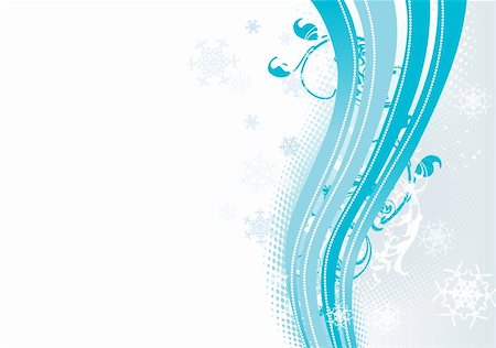 simsearch:400-05380726,k - Surreal snowflakes design .  Blue abstract background with waves, ribbons and snowflakes. Vector illustration. Stock Photo - Budget Royalty-Free & Subscription, Code: 400-03973670