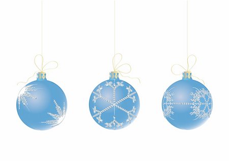 round ornament hanging of a tree - Vector Illustration of three Christmas Balls decorated with snowflake on White Background Stock Photo - Budget Royalty-Free & Subscription, Code: 400-03973715