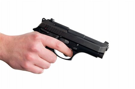 simsearch:400-04816325,k - Hand holding gun. Isolated on white background. Stock Photo - Budget Royalty-Free & Subscription, Code: 400-03984150