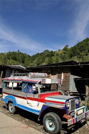 sagada - jeepney on mountain road near banaue northern luzon the philippines Stock Photo - Budget Royalty-Free & Subscription, Code: 400-03984201