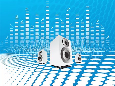 simsearch:400-05186877,k - vector illustration of loudspeakers, microphone, turntable on musical background Photographie de stock - Aubaine LD & Abonnement, Code: 400-03985045