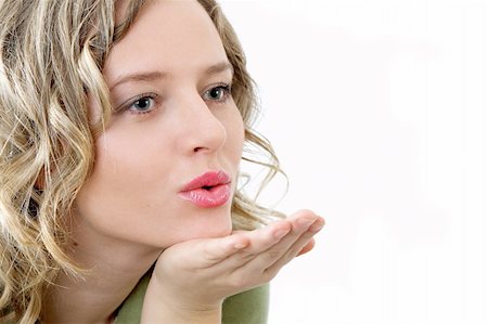 Beauty girl sends kiss. Separate on white. Stock Photo - Budget Royalty-Free & Subscription, Code: 400-03985194