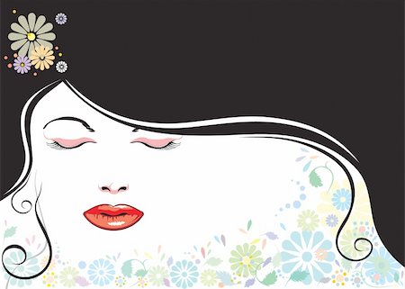 retro beauty salon images - vector file of beautiful girl and black hair Foto de stock - Super Valor sin royalties y Suscripción, Código: 400-03985277