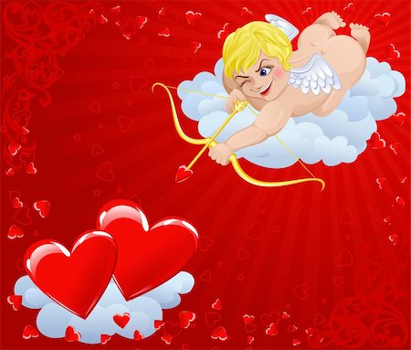 simsearch:400-04736001,k - valentine background with cupid and hearts Foto de stock - Super Valor sin royalties y Suscripción, Código: 400-03985431