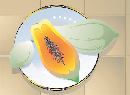 simsearch:400-04524035,k - Illustration of papaya fruit in a plate Foto de stock - Super Valor sin royalties y Suscripción, Código: 400-03985585